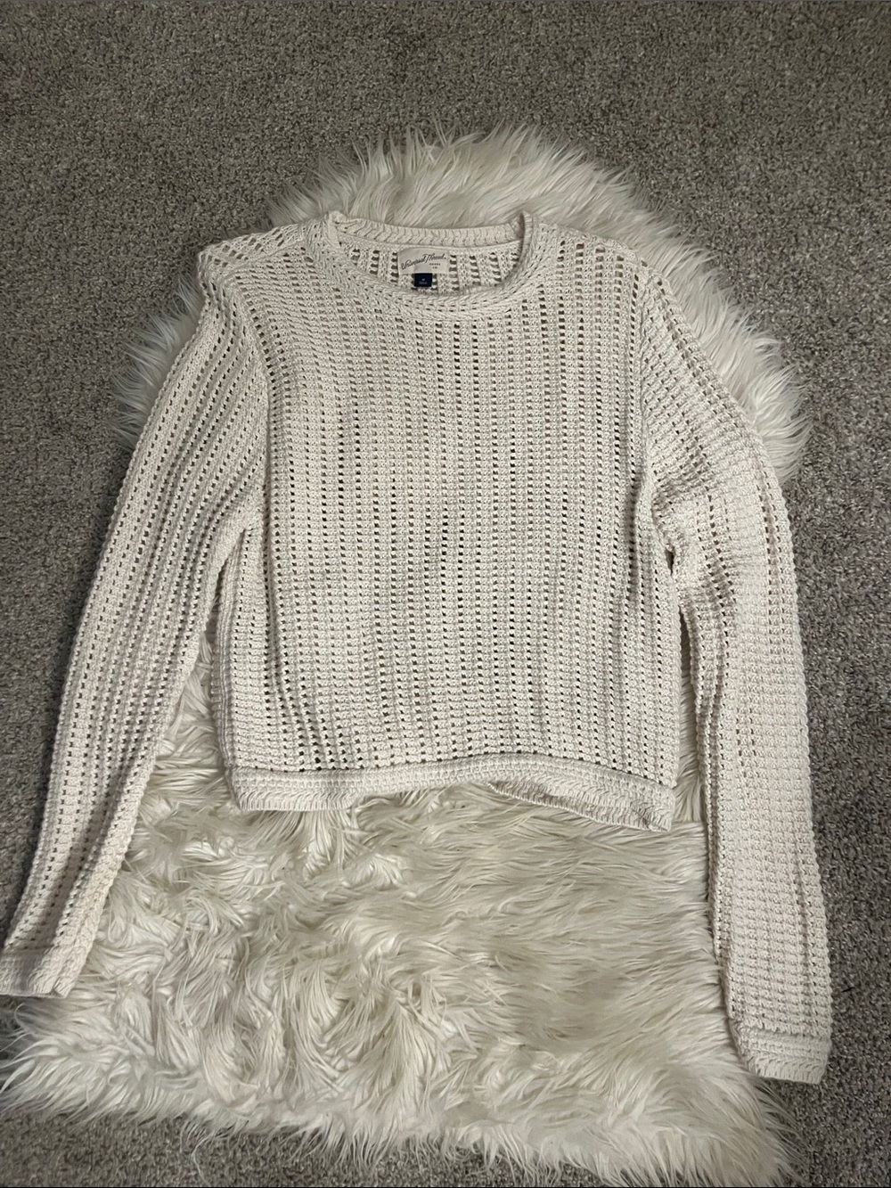 Universal Thread Ivory Open-Knit Crewneck Sweater